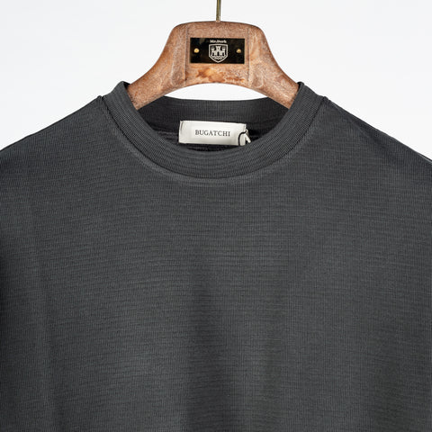 Bugatchi Black Ottoman Rib Shirt, placket detail