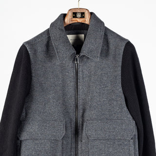 Bugatchi Black and Grey Hybrid Blouson Jacket, placket detail