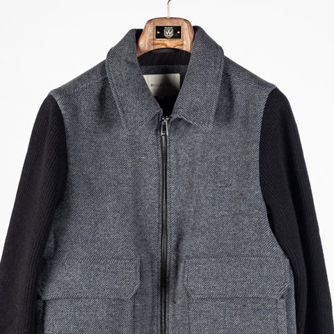 Bugatchi Black and Grey Hybrid Blouson Jacket, placket detail