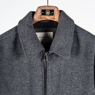 Bugatchi Black and Grey Hybrid Blouson Jacket, styled detail