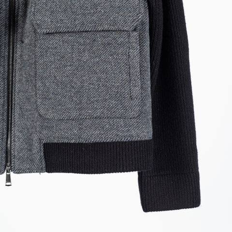 Bugatchi Black and Grey Hybrid Blouson Jacket, collar detail