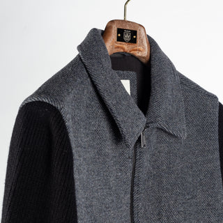 Bugatchi Black and Grey Hybrid Blouson Jacket, fabric detail