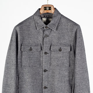 Bugatchi Charcoal Houndstooth Shacket, placket detail