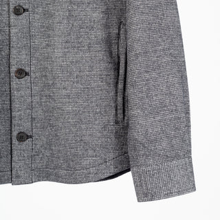 Bugatchi Charcoal Houndstooth Shacket, collar detail
