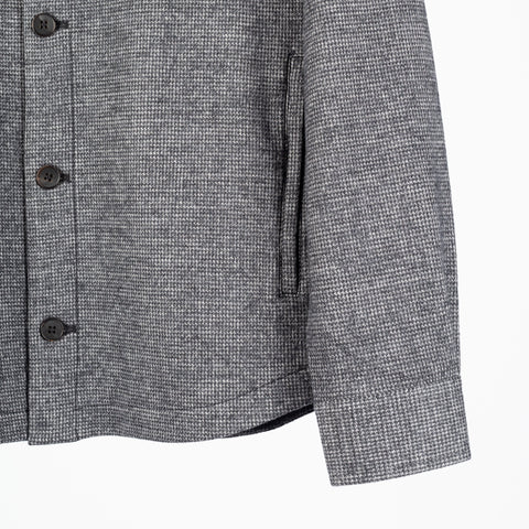 Bugatchi Charcoal Houndstooth Shacket, collar detail