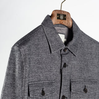 Bugatchi Charcoal Houndstooth Shacket, fabric detail