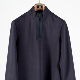 Bugatchi Navy Soft Touch Quarter Zip, placket detail