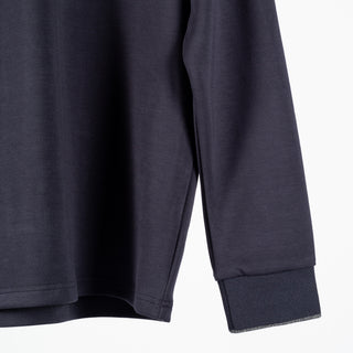 Bugatchi Navy Soft Touch Quarter Zip, collar detail