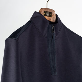 Bugatchi Navy Soft Touch Quarter Zip, fabric detail