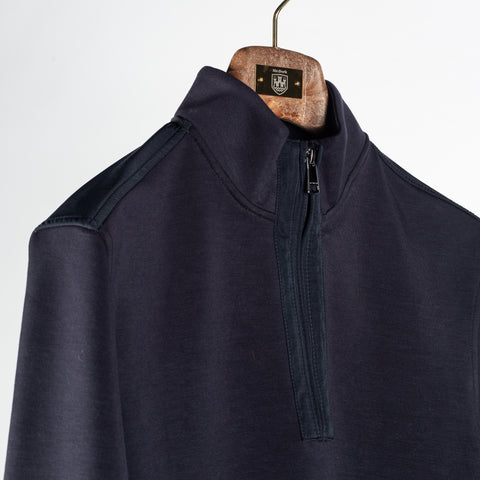 Bugatchi Navy Soft Touch Quarter Zip, fabric detail