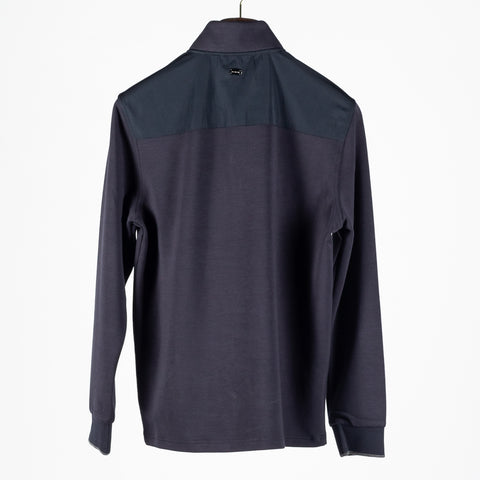 Bugatchi Navy Soft Touch Quarter Zip, cuff detail
