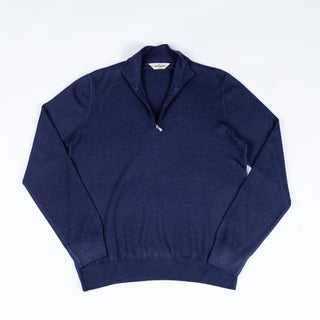 Gran Sasso Denim Blue Mock Quarter Zip Sweater 1