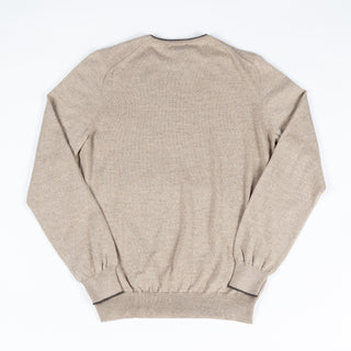 Gran Sasso Beige Wool Sweater w/ Alcantara Patches & Accent Collar 5