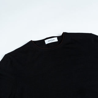 Gran Sasso Black Wool Sweater w/ Alcantara Patches & Accent Collar 2