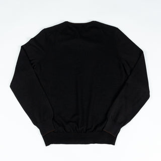 Gran Sasso Black Wool Sweater w/ Alcantara Patches & Accent Collar 5