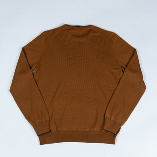 Gran Sasso Brown Wool Sweater w/ Alcantara Patches & Accent Collar 5