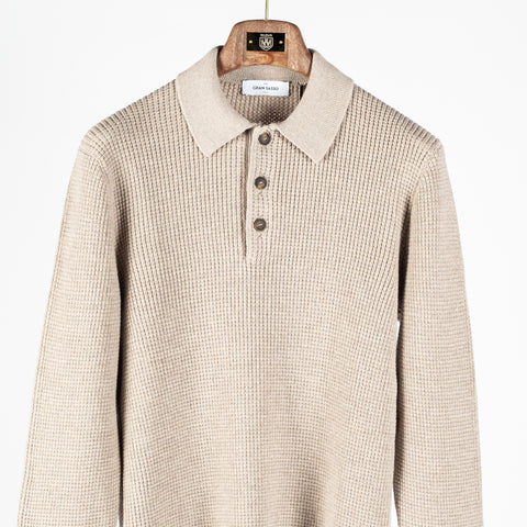 Gran Sasso Oat 57125 Long Sleeve Knit Polo 6