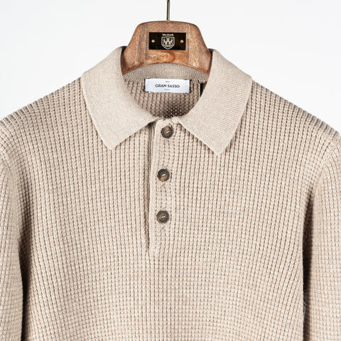 Gran Sasso Oat 57125 Long Sleeve Knit Polo 7