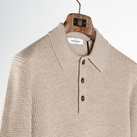 Gran Sasso Oat 57125 Long Sleeve Knit Polo 3