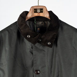 Barbour Sage Modern Powell waxed jacket in sage waxed cotton, additional view