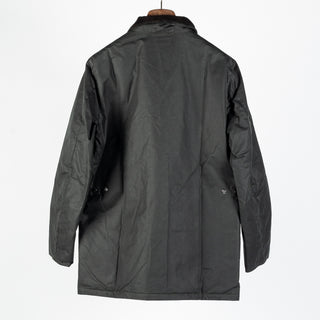 Barbour Sage Modern Powell waxed jacket, tartan back lining detail