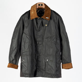 Barbour Sage Icons Ashby waxed jacket in sage waxed cotton, front view