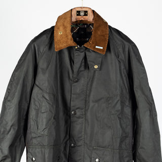 Barbour Sage Icons Ashby waxed jacket, bellows pocket and stud flap detail