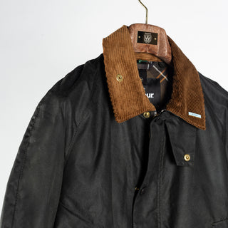 Barbour Sage Icons Ashby waxed jacket, Classic Tartan wax side panel detail