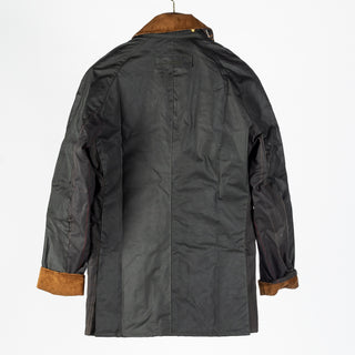 Barbour Sage Icons Ashby waxed jacket, Classic Tartan bias-cut lining detail