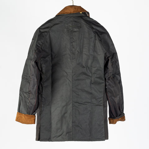 Barbour Sage Icons Ashby waxed jacket, Classic Tartan bias-cut lining detail