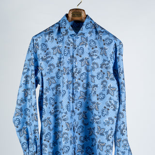 Stenstroms Blue Patterned Oxford Fitted Body Dress Shirt 6