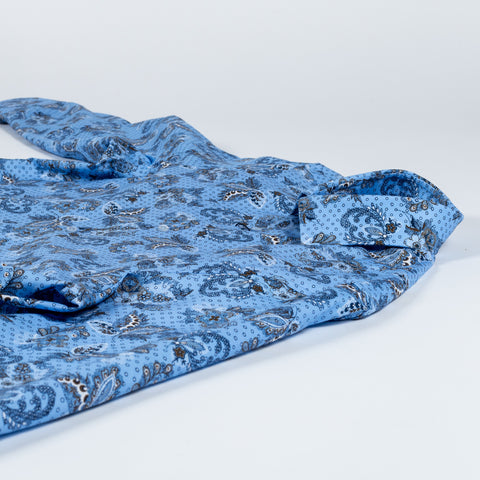 Stenstroms Blue Patterned Oxford Fitted Body Dress Shirt 8