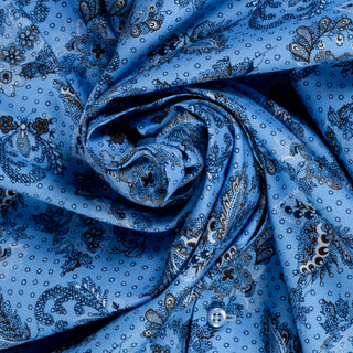Stenstroms Blue Patterned Oxford Fitted Body Dress Shirt - Cotton, Oxford, Paisley - Alternate View