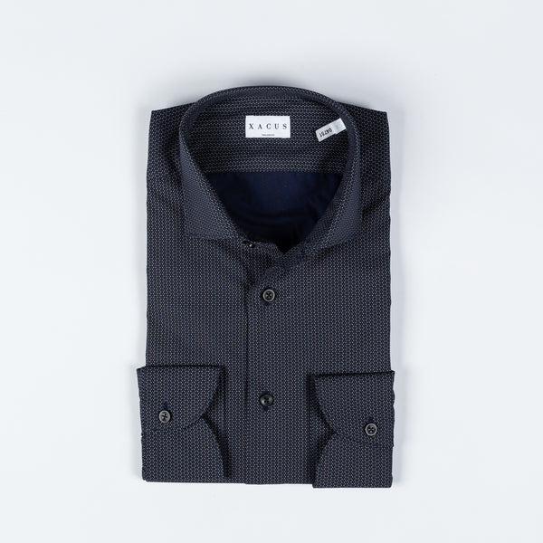 Navy Printed Dress Shirt
