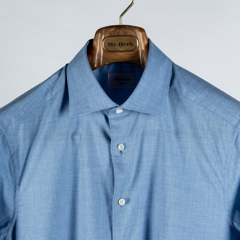 Stenstroms Light Blue Chambray Dress Shirt - Cotton, Chambray, Fitted - View 7