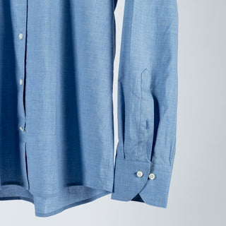 Stenstroms Light Blue Chambray Dress Shirt - Cotton, Chambray, Fitted - Back View