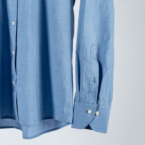 Stenstroms Light Blue Chambray Dress Shirt - Cotton, Chambray, Fitted - Back View
