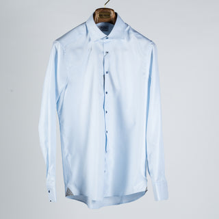Stenstroms Light Blue Patterned Contrast Twill Dress Shirt 1