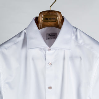 Stenstroms White & Pink Contrast Twill Dress Shirt - Cotton, Twill - View 7