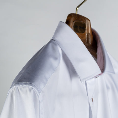 Stenstroms White & Pink Contrast Twill Dress Shirt 3