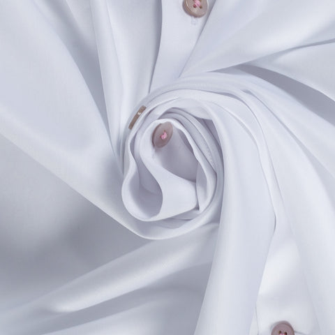 Stenstroms White & Pink Contrast Twill Dress Shirt - Cotton, Twill - Alternate View