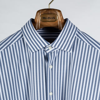 Stenstroms Navy & White Stripped Jersey Dress Shirt 7