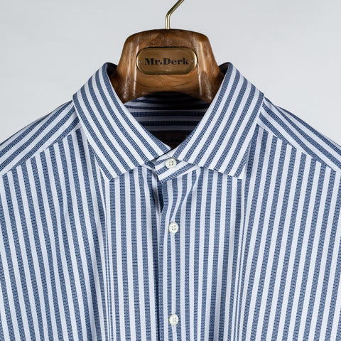 Stenstroms Navy & White Stripped Jersey Dress Shirt 7