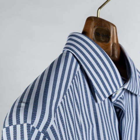 Stenstroms Navy & White Stripped Jersey Dress Shirt 3