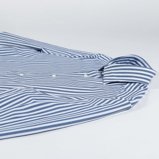 Stenstroms Navy & White Stripped Jersey Dress Shirt 8