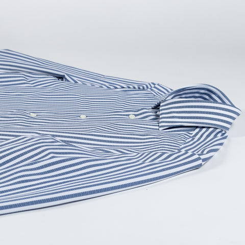 Stenstroms Navy & White Stripped Jersey Dress Shirt 8
