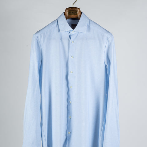 Stenstroms Light Blue Patterned Jersey Dress Shirt 6