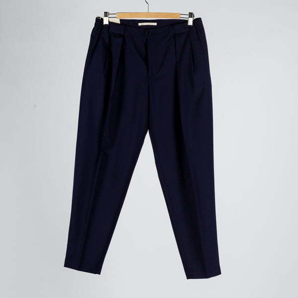 Navy Pleated Stretch Dress Pant