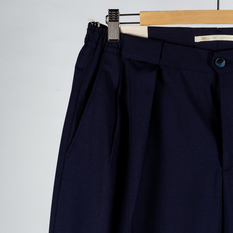 Briglia Navy Pleated Stretch Dress Pant - Wool, Polyester, Stretch, Slim Fit, Knit, Made In Italy - Alternate View