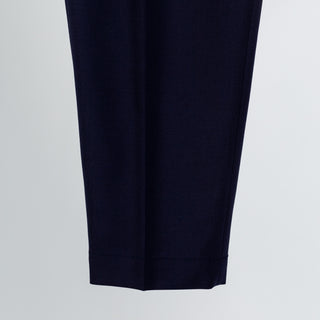 Briglia Navy Pleated Stretch Dress Pant - Wool, Polyester, Stretch, Slim Fit, Knit, Made In Italy - View 5